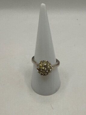 Silver Tone Pave CZ Disco Ball Orb Dome Ring Sparkle Statement